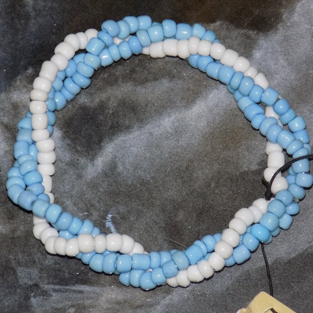 Calypso Studios Blue and White Twist Bracelet Handmade NEW